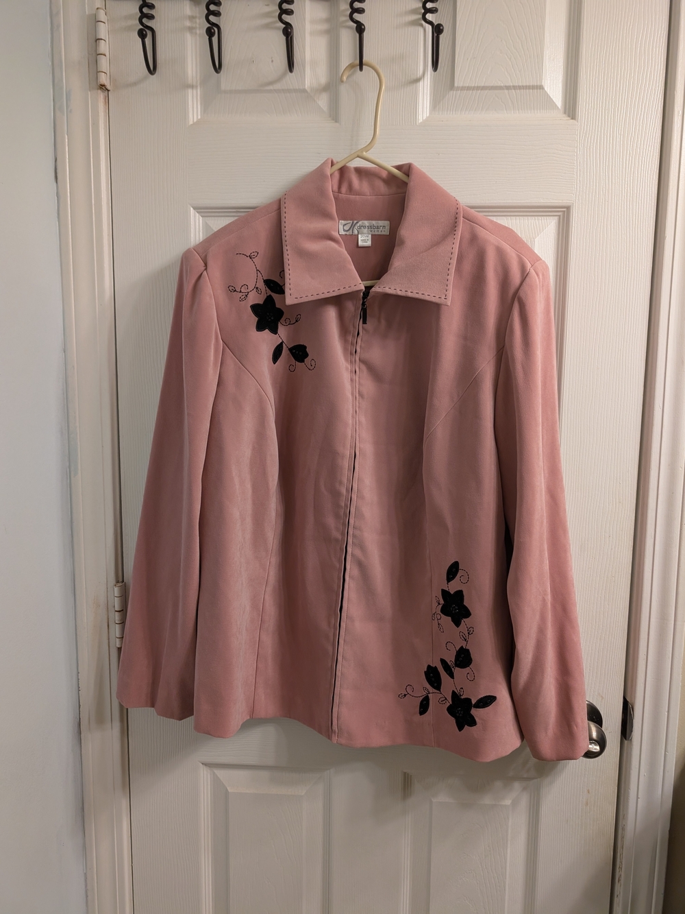 Pink Floral Embroidered Zip-Front Jacket 20 woman Dressbarn